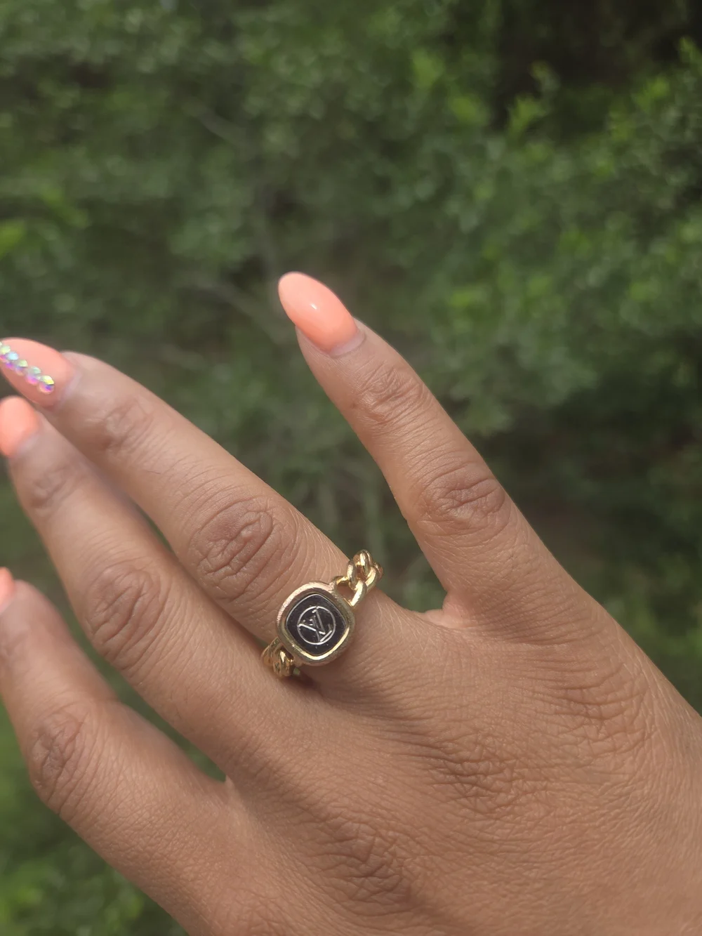 Louis Vuitton Gold Chain Signet Ring